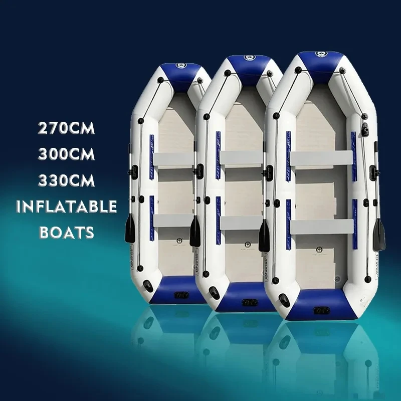 

Solarmarine 4 Person High Quality PVC Inflatable Fishing Boat Air Deck Floor Drifting Rowing Kayak Rescue Rubber Hovercraft