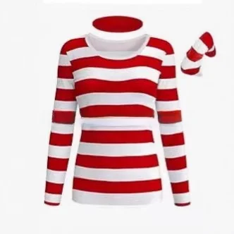 Loween traje senhoras bla branco vermelho listrado camiseta split design 00% outro material outono 2025 senhoras faion