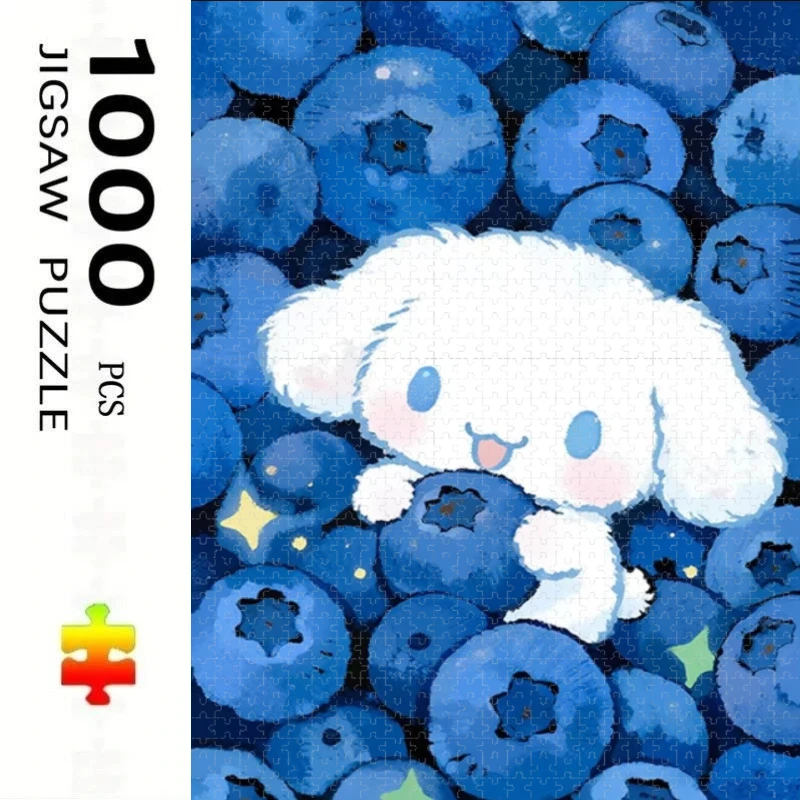 1000 Pcs Sanrio Blueberry Cute Cartoon Style Puzzle Home Decor Adults Puzzle Games Family Fun Floor Puzzles Toys for Kids