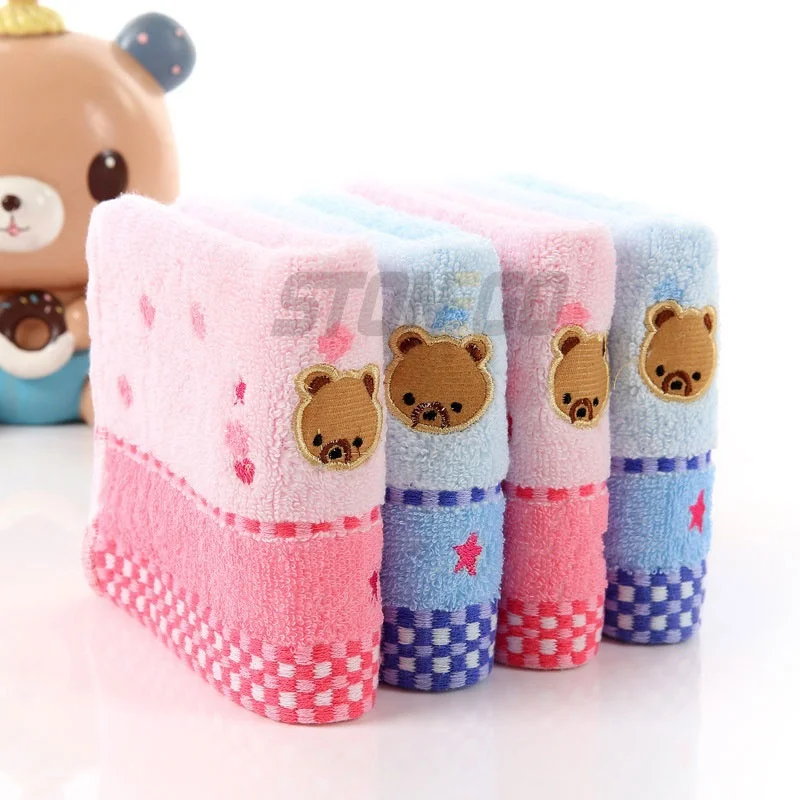JJYY 25*50cm Cute Cartoon Microfiber Absorbent Drying Bath Towel Bear Pattern Cotton Baby Towel