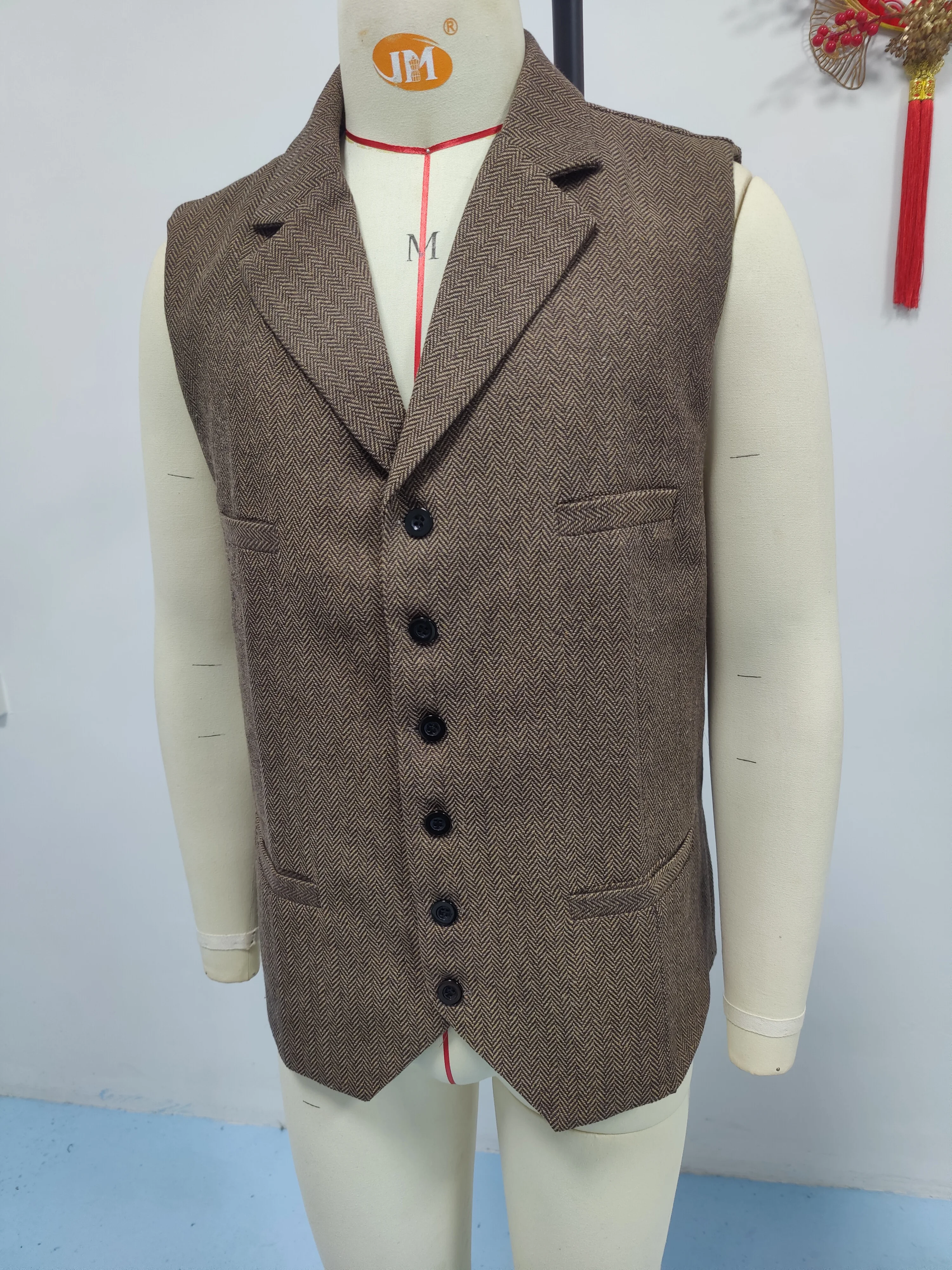 سترة رجالية بنمط متعرج - صدرية بدون أكمام لملابس كاجوال ذكية #3