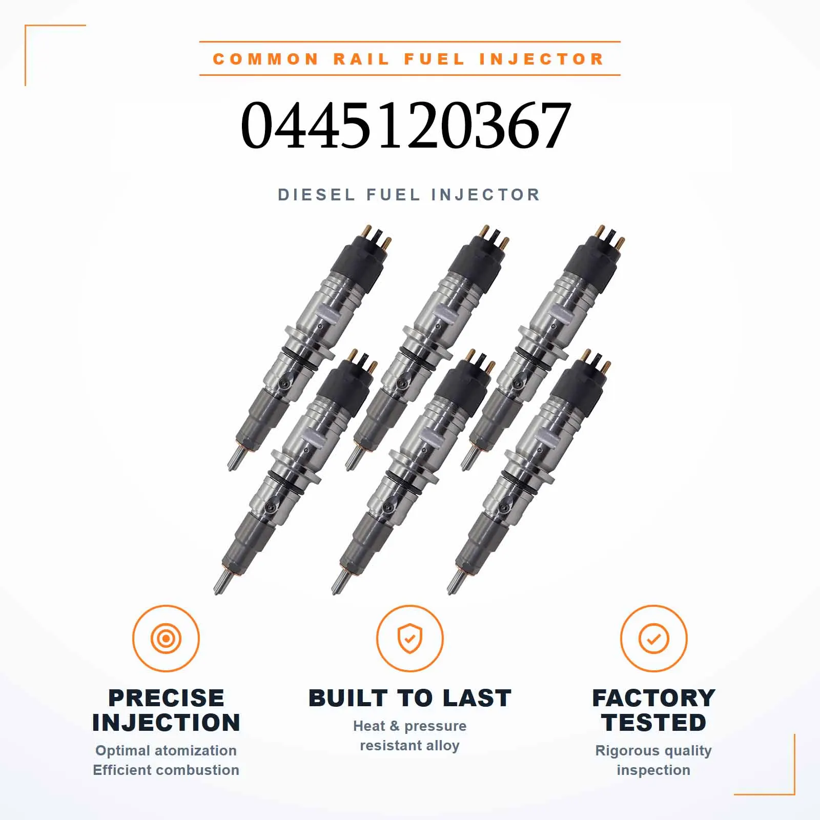 6PCS Fuel Injector 0445120367 For Kamaz For Cummins QSB QSBe Engine