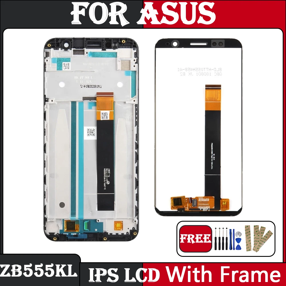 New Tested IPS For ASUS Zenfone Max ZB555KL LCD Display Touch Screen Digitizer Assembly For ZB555KL Full HD Screen With Frame