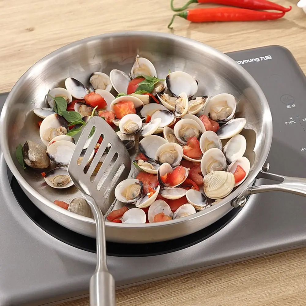 316L Stainless Steel Frying Pan Non-Stick Fast Heating Cooking Pan Thickened Boiling Steak Pan for Gas Stove Induction Cooker