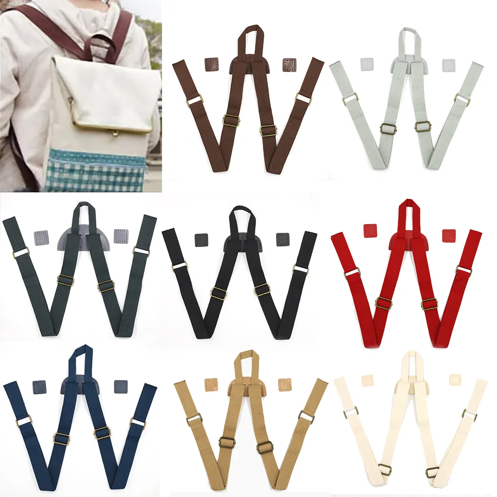 Nylon With PU Leather Adjustable Backpack Strap Durable Canvas Shoulder Bag Strap Replacement Bag Belt For DIY Bag Accessories
