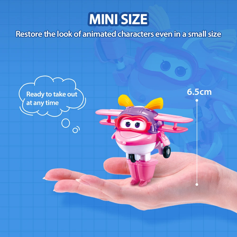 Super Wings Mini Transforming Ellie, Robot transformable de 2 pulgadas a avión en 3 pasos, figuras de acción, deformación, juguetes de Anime para niños