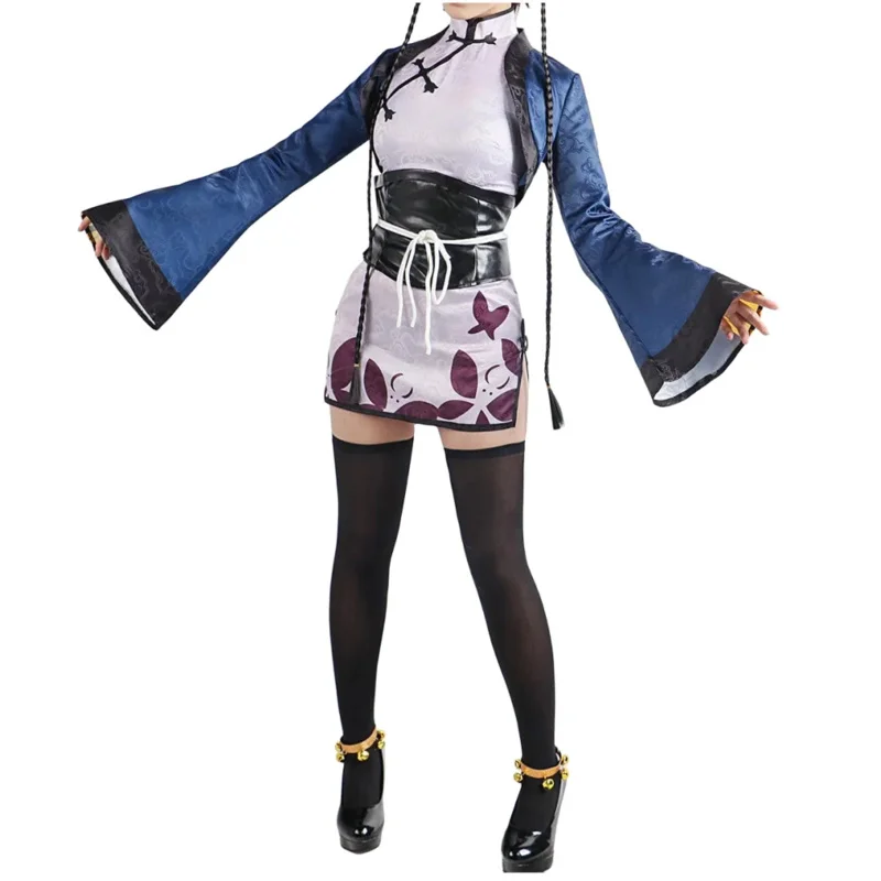 QQ38 애니메이션 블랙 버틀러 코스프레 의상 란 마오 숄 치파오 양말 여성 할로윈 파티 역할 놀이 의상