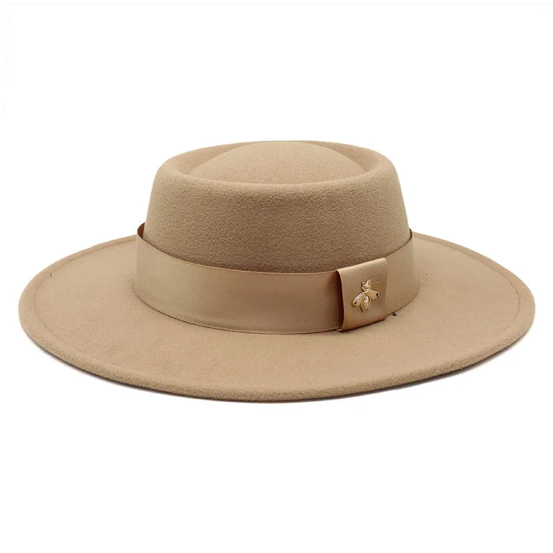 

European And American Style Elegant Round Concave Convex Flat Top Woolen Bowler Hat Men And Women Fashion Flat Top Woolen Hat