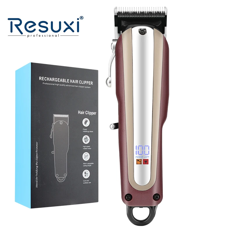 

Resuxi 722B Cordless Hair Trimmer 2000mAh Hair Cutting Screen Display Electric Barber Hair Clippers for Men Professional