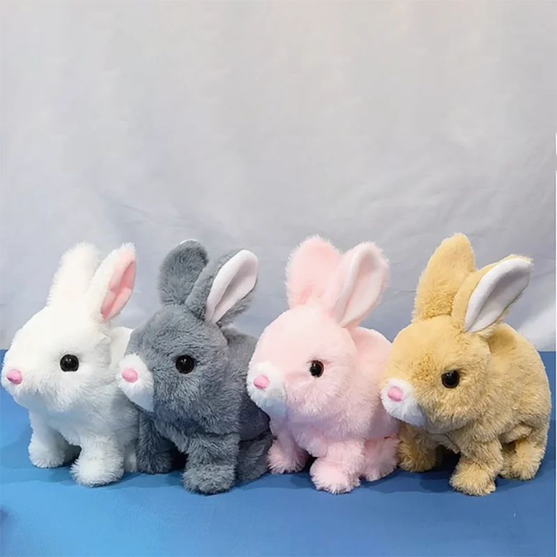 Lapin électrique mignon, jouets en peluche interactifs, lapin avec oreilles de marche, queue Wag, poupée en peluche, cadeau de pâques, livraison directe
