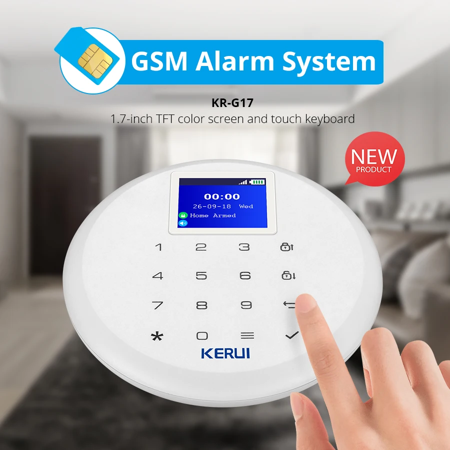 KERUI G17 Home Security Alarm System GSM Connection Mobile Wireless Burglar Alarm Kit with Motion Sensor Siren