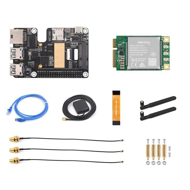 

For Raspberry Pi 5 Pcie To Minipcie 4G Gigabit Ethernet RJ45 USB HUB HAT+ Adapter Board With SIM7600G-H-PCIE 4G Modules