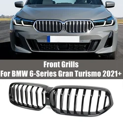 BMW 6 시리즈 GT Gran Turismo 2021 + 630i 640i 650i 광택 블랙 싱글 라인 레이싱 그릴 용 전면 교체 후드 신장 그릴