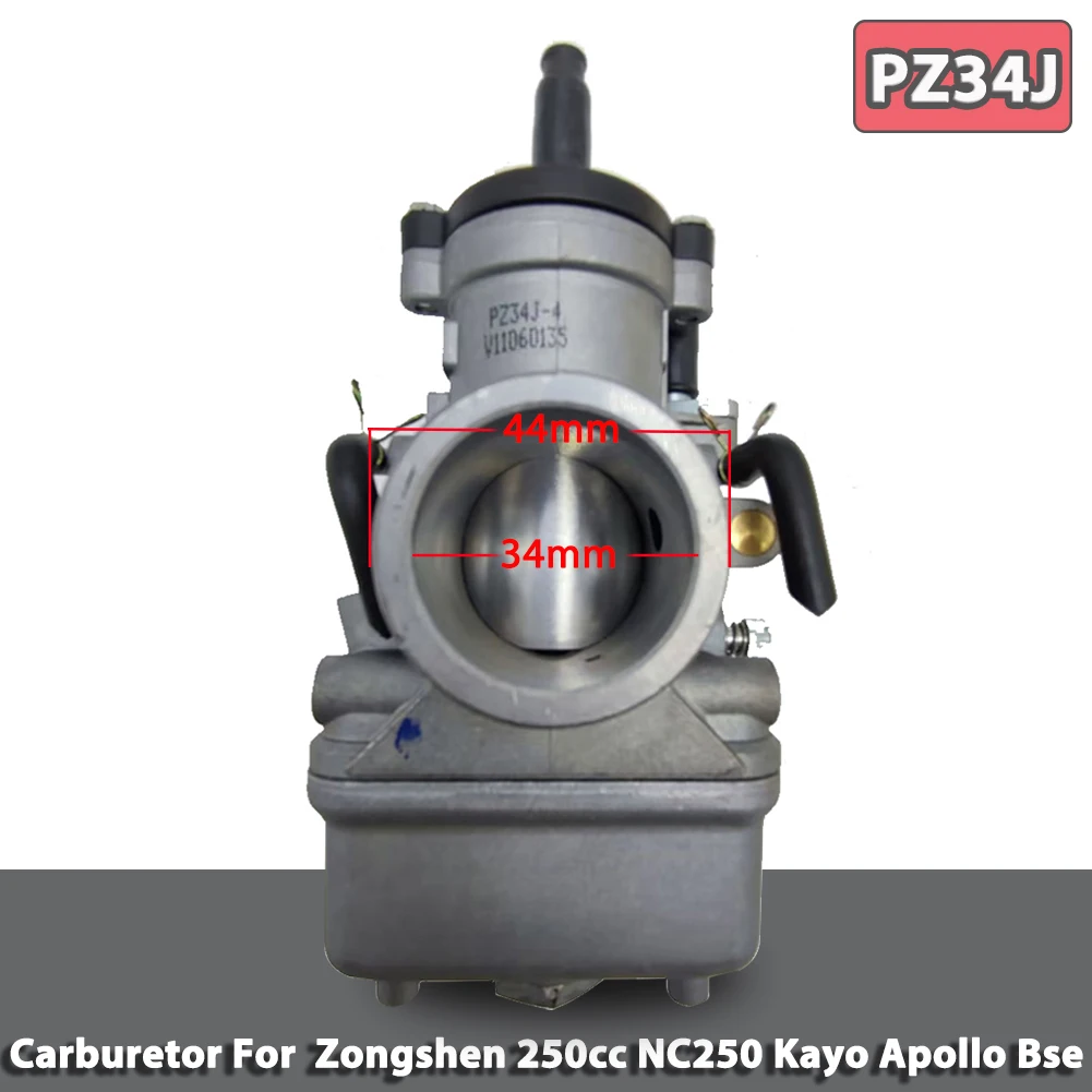 

Motorcycle PZ34J Carburetor For 177mm Zongshen 250cc Water Cooled 4 Valve Engine NC250 Kayo Apollo Bse Dirt Bike ATV Quad