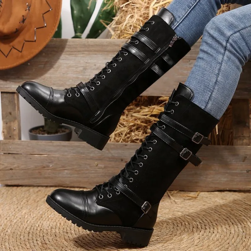 

Fashion Women's Boots 2026 Spring Round Headed Knight Boots Designer Shoes for Women New Comfort Casual Ankle Boots Botas Mujer