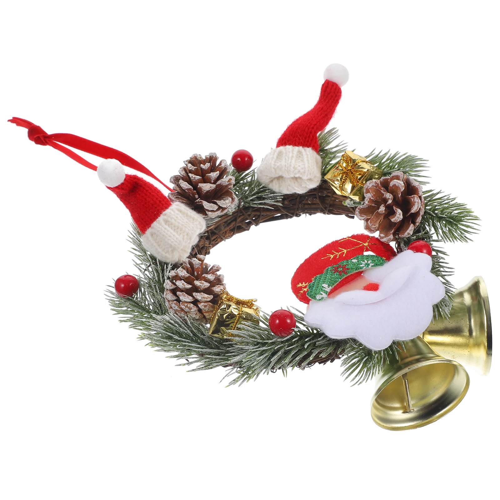 

Christmas Wreath Artificial Garland Decorative Bell Xmas Hanging Wall Pendant Festive Home Window Door Ornament