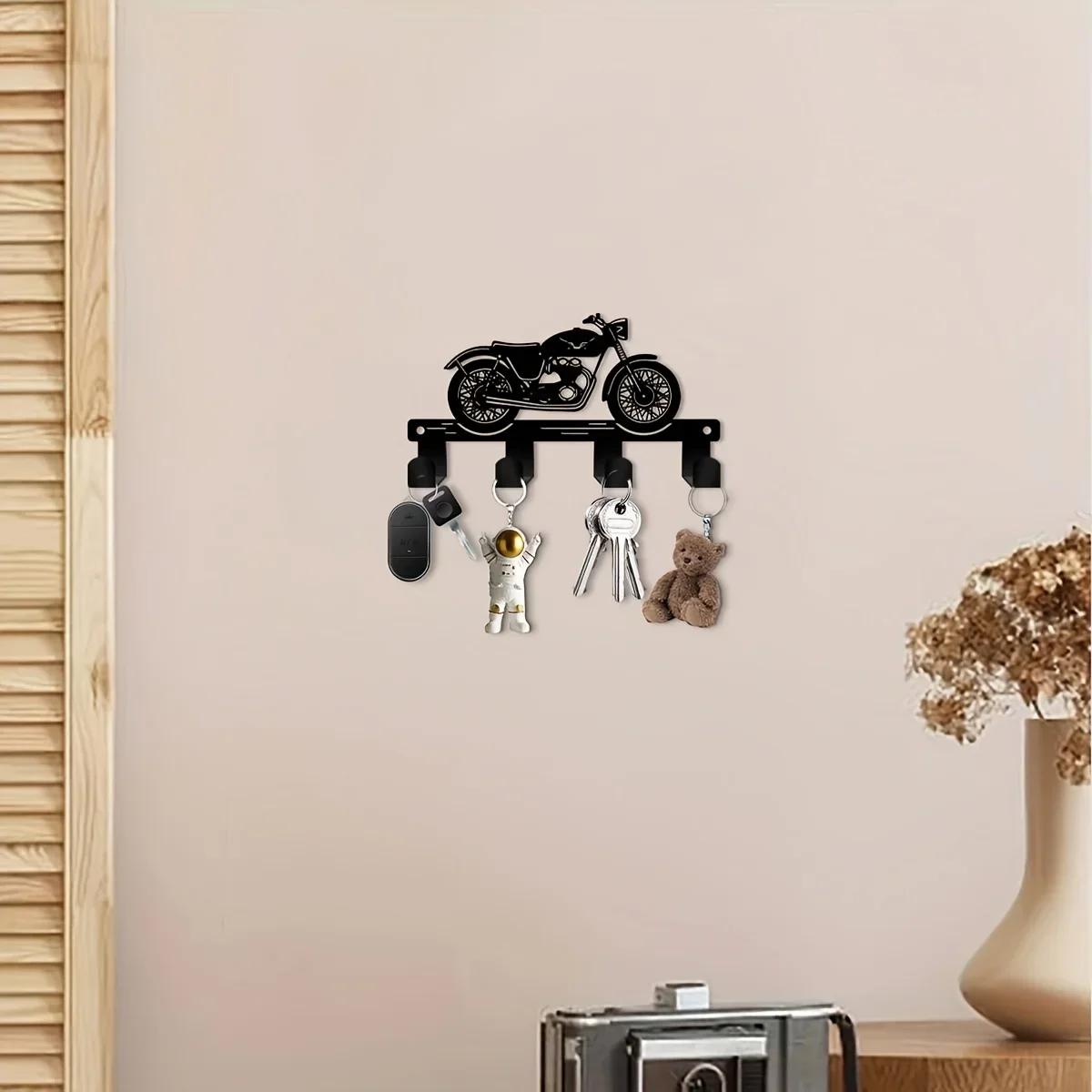 CIFBUY Iron Wall Art Motorcycle Metal Key Hook Decor Rustic Accent Storage Organizer For Home Entryway Office Porch Vintage