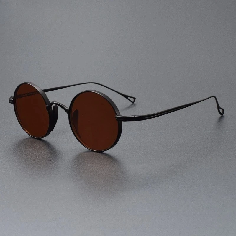 

2025 New Round Pure Titanium Sunglasses Retro Style Ultra-Light Frames Women Men Myopia-Compatible with Anti-Blue Light Lenses