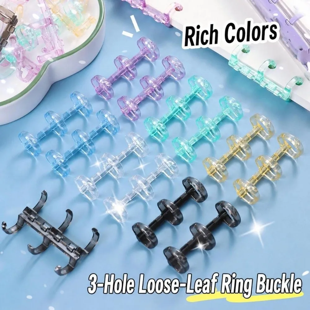 Plastic 3 Holes Binder Rings Transparent 3-holes Loose Leaf Rings Detachable Book Binding Rings Handmade Planner Supplies