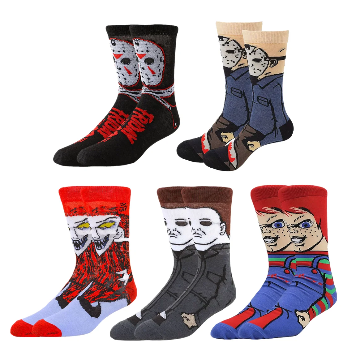 Cartoon Anime Themed Socks for Men Women Christmas Halloween Prints Hip Hop Street Fashion Novelty Funny Casual Crew Socks