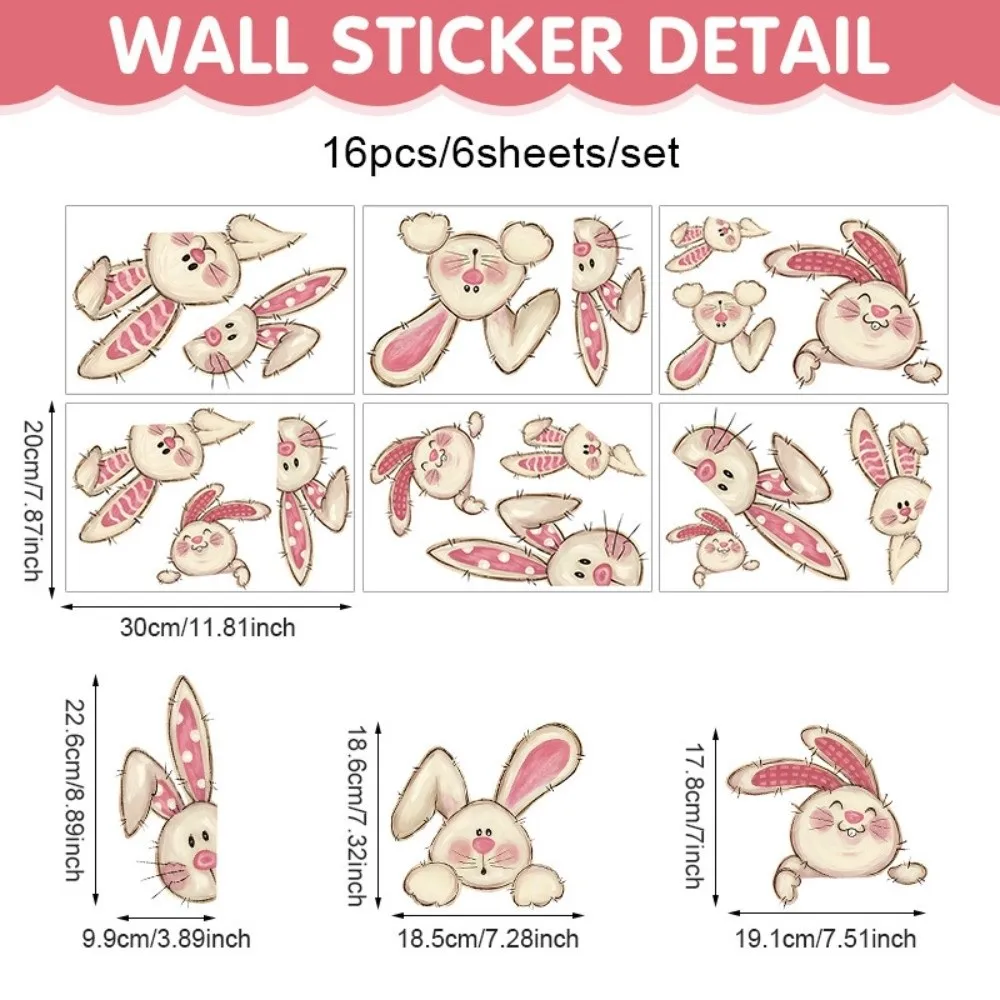 

New Easter Bunny Sticker PVC Self-Adhesive Wall Stickers Waterproof Removable Festival Party Sticker Window Decoration