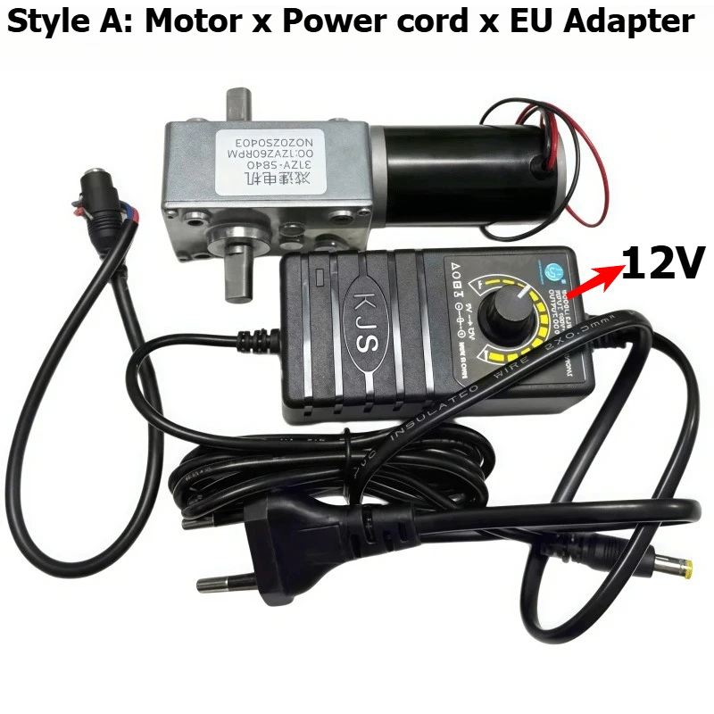 5840-31ZY Miniature DC Speed Reduction Motor with Double Output Axes, 12V/24V Adjustable Power Supply, Power Cord