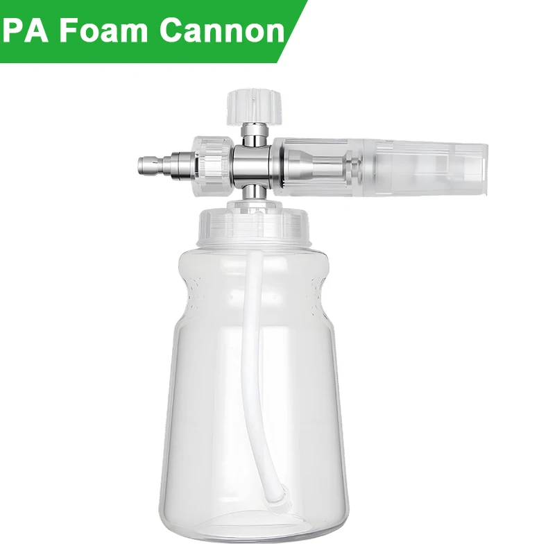 Alloy Plated High Pressure Foam Cannon - Adjustable Foam Sprayer with Transparent Tank 1/4′′ Quick Connect for Car Detailing