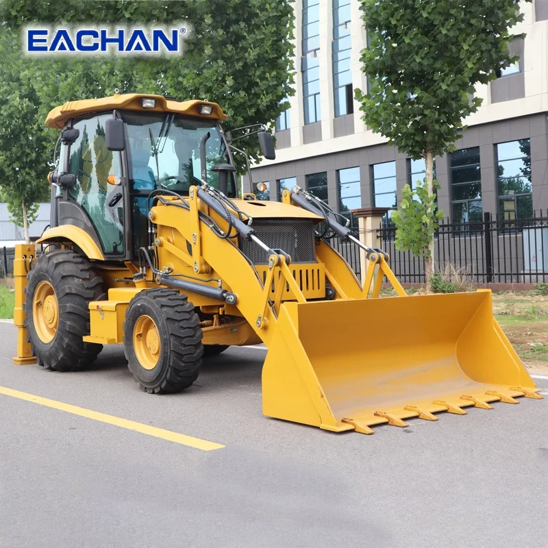 EACHAN Diesel 4 Wheel Backhoe Loader Farm Backhoe Loader Excavator Earth-moving Machinery Hydraulic Backhoe Loader Customized