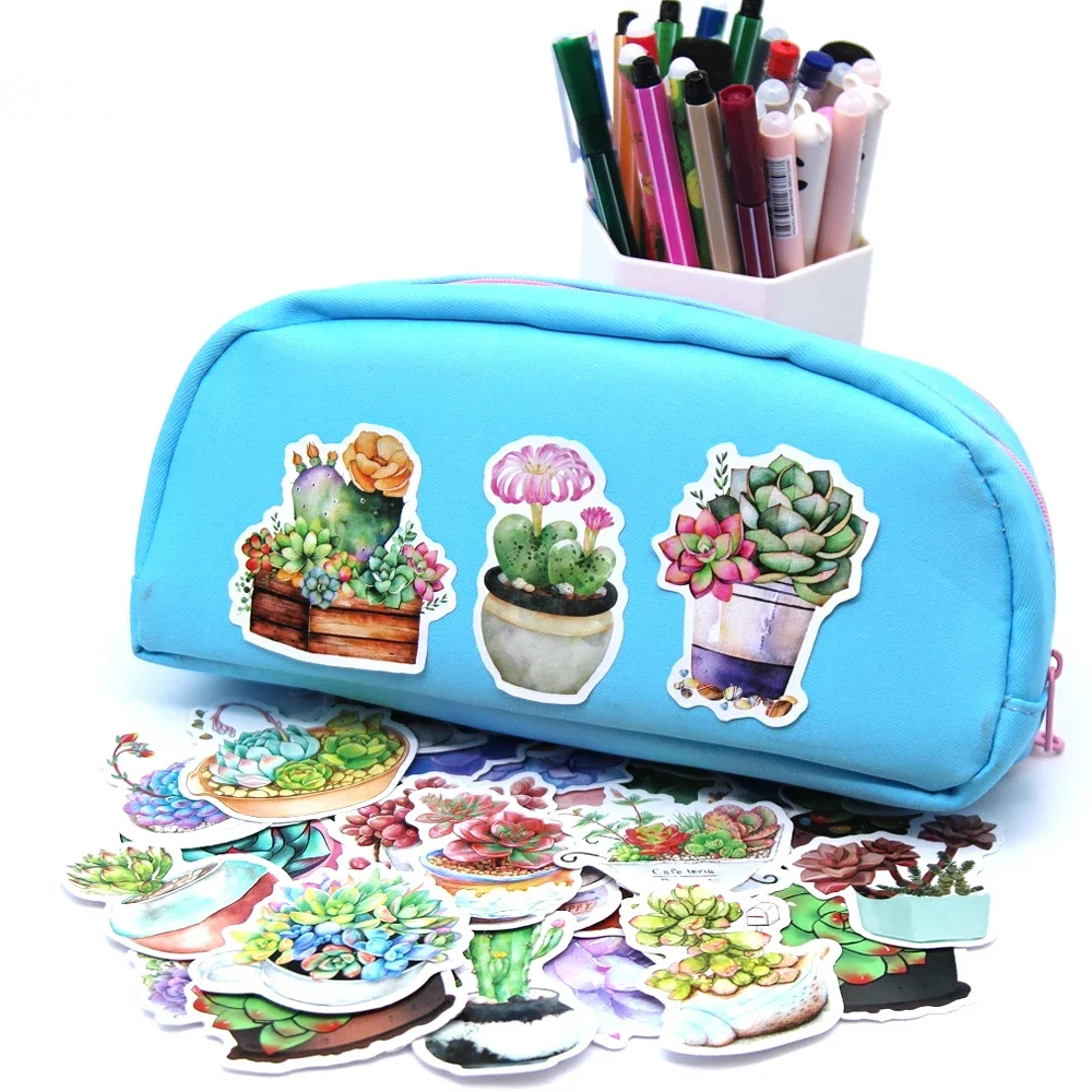 10/50pcs Succulent Plants Stickers Cartoon Decals Toy Stationery Guitar Phone Bicycle Laptop Luggage Car Graffiti Kids Sticker