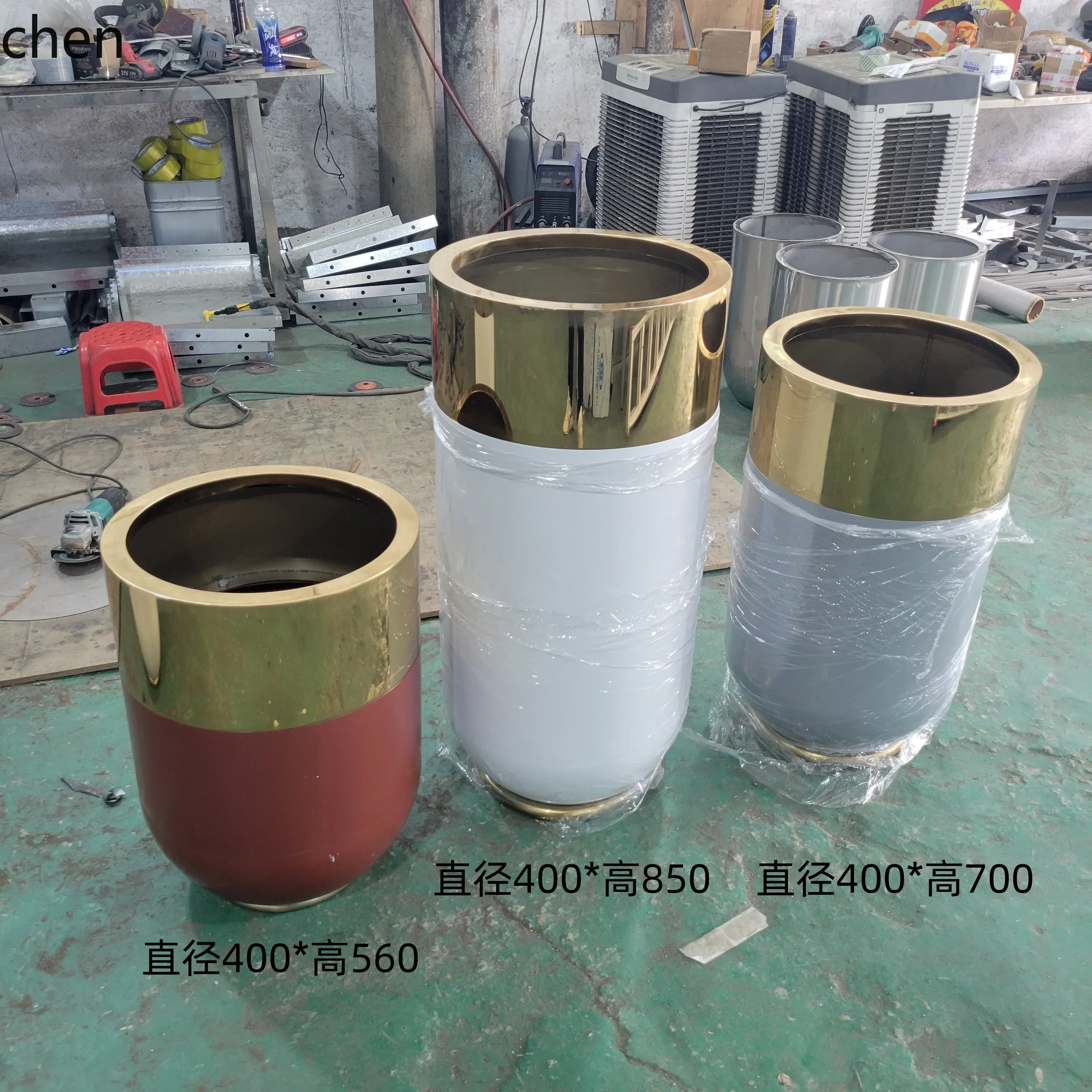 

a-15electroplated round drum stainless steel flower pot flower pot device hotel pot manufacturer