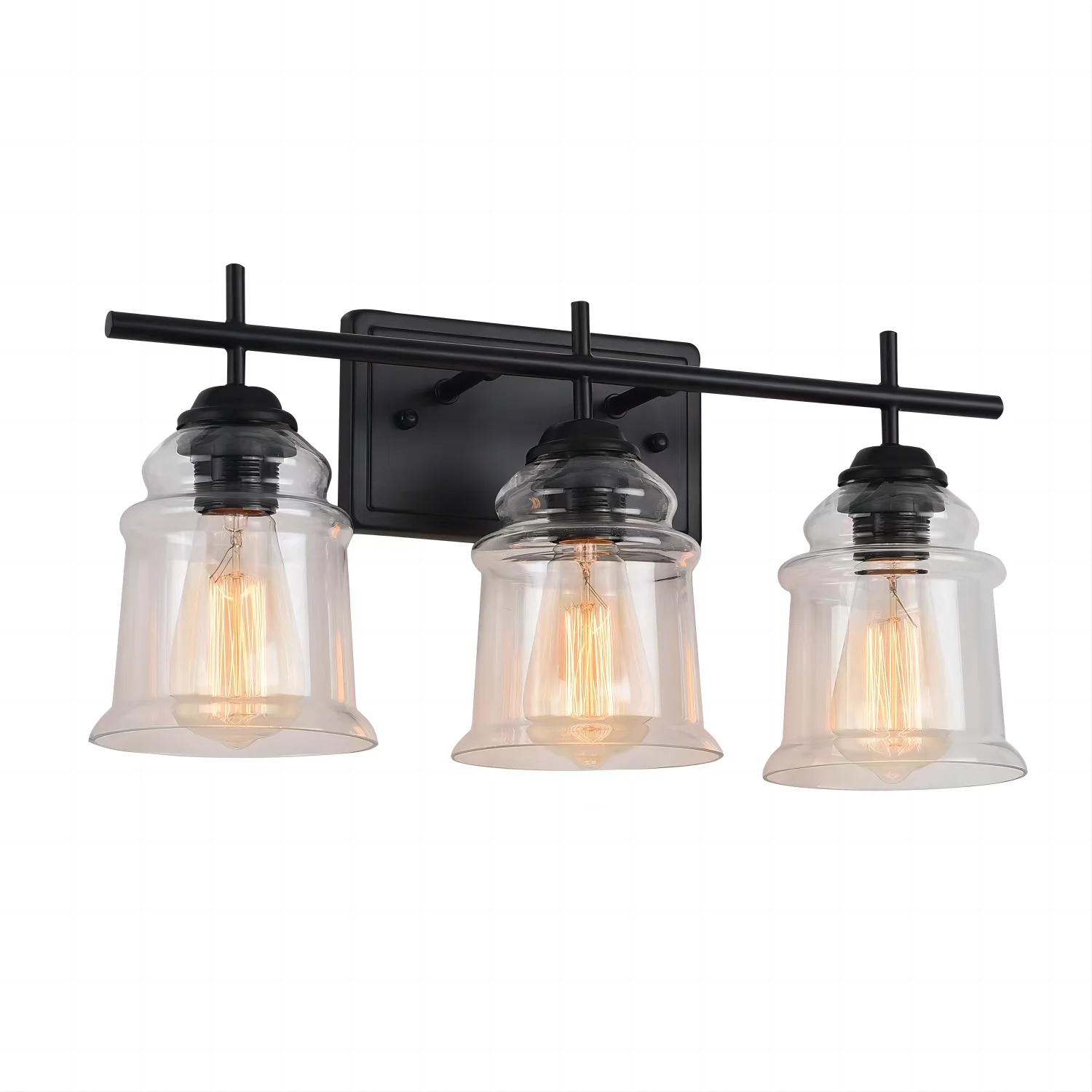 3-Light with Clear Glass Satin Shade Unique Hand-make Lampshade Industrial Indoor Light Fixture