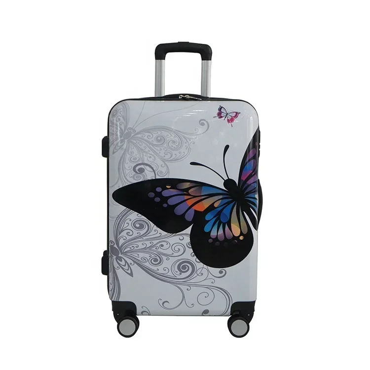 4 pieces 20 24 28 inch butterfly abs suitcase with 12 makeup case