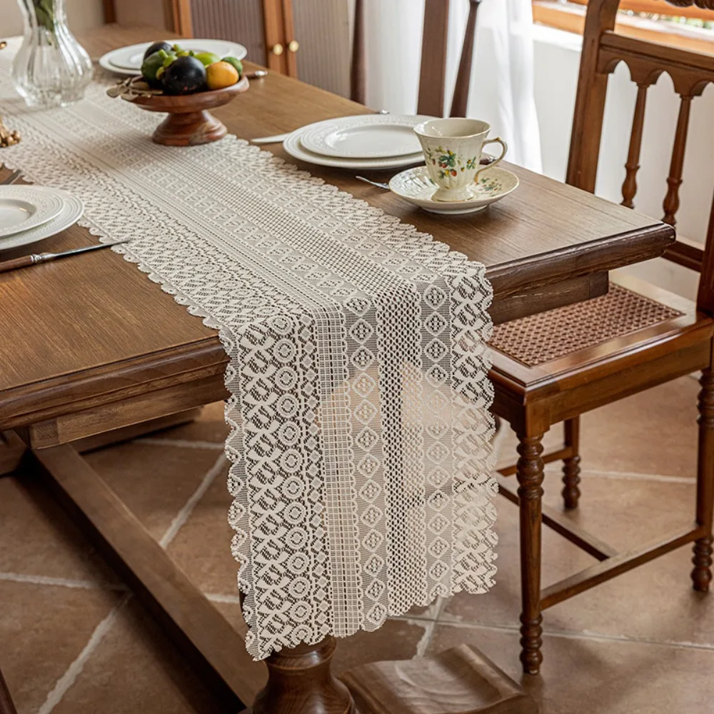

Party Decoration Vintage Boho Table Runner Romantic Lace Table Cloth Hollow Out Elegant Dining Table Cover Wedding Decoration