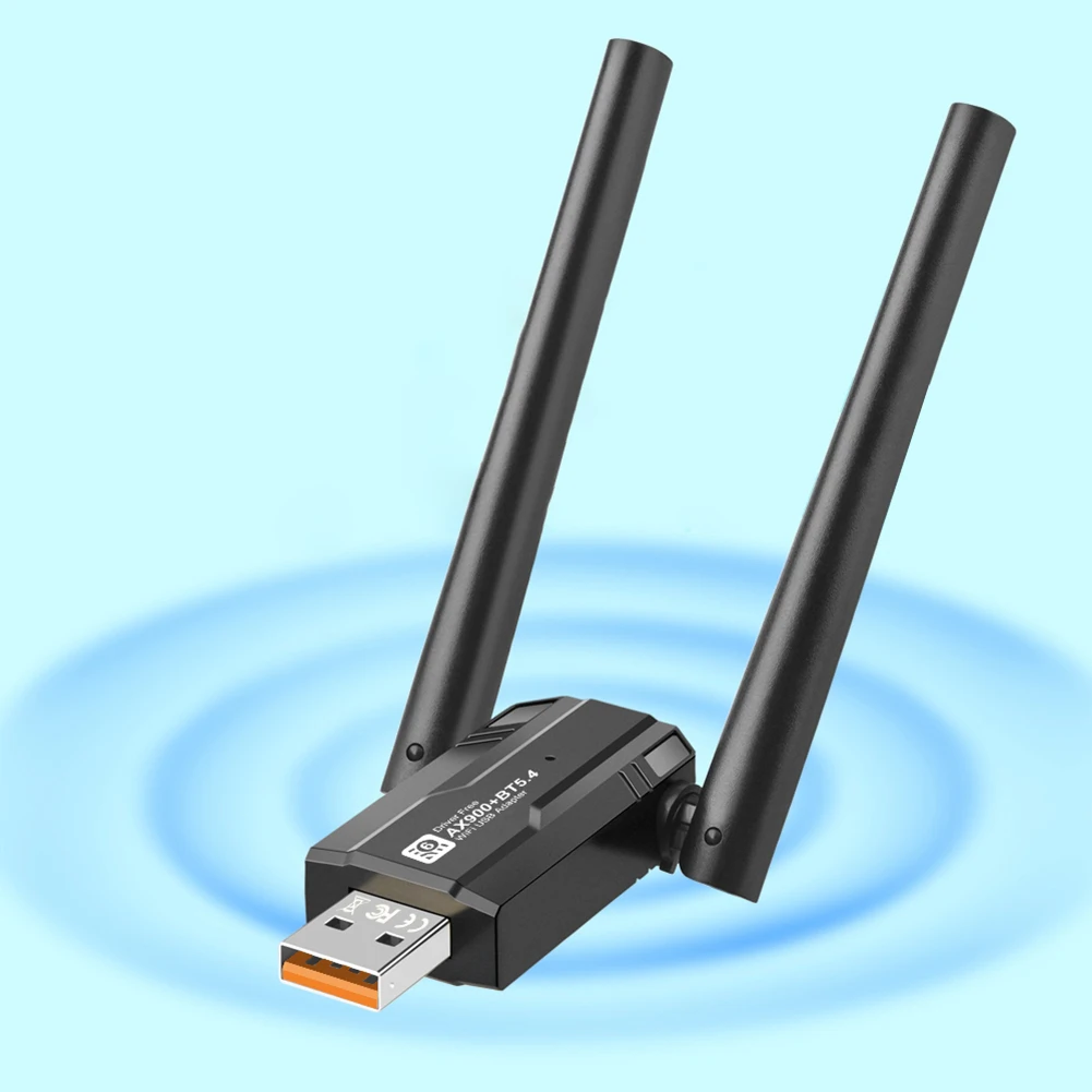 Driver-Free Wireless Network Card Bluetooth-Compatible 5.4 WiFi 6 USB Adapter Dual-Band 900Mbps for Laptop Windows 10 11