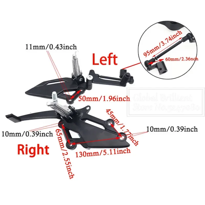 Motorcycle Left Footrest Gear Shift Lever Pedal For KAWASAKI NINJA 300/250/R Z250 Z300 EX250 EX300 Motorcycle Front Foot Pegs