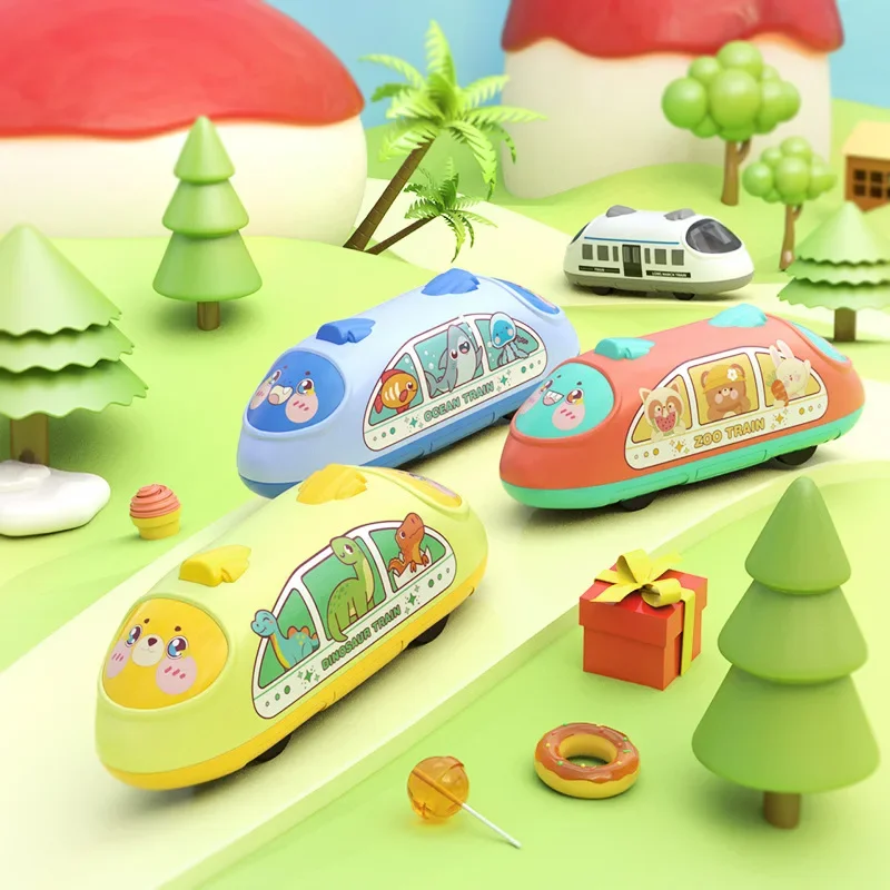 Cute Little Animal Two-way Pull Back Car Simulation Subway Forward And Backward High Speed Rail Inertia Car Kids Car Toy