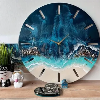 대형 시계 수지 금형, 라운드 시계 실리콘 금형 벽 교수형 시계 DIY 공예 보석 만들기위한 포인터와 에폭시 금형