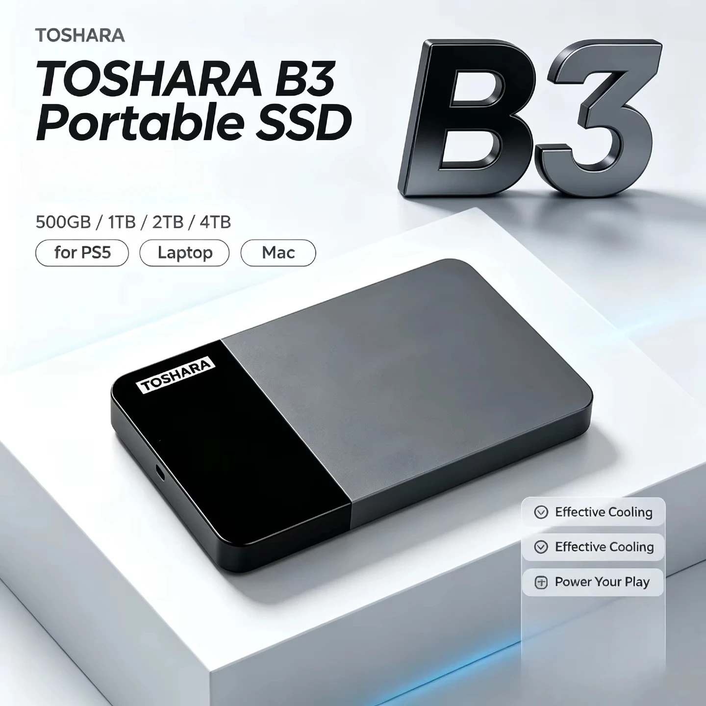 toshara-外付けssd。最大4tbの大容量ポータブルストレージ。ps5、デスクトップpc、ノートpcでのゲームに最適。簡単なインストールで利用可能。4tb、2tb、1tb、500gbのモデルがあります。