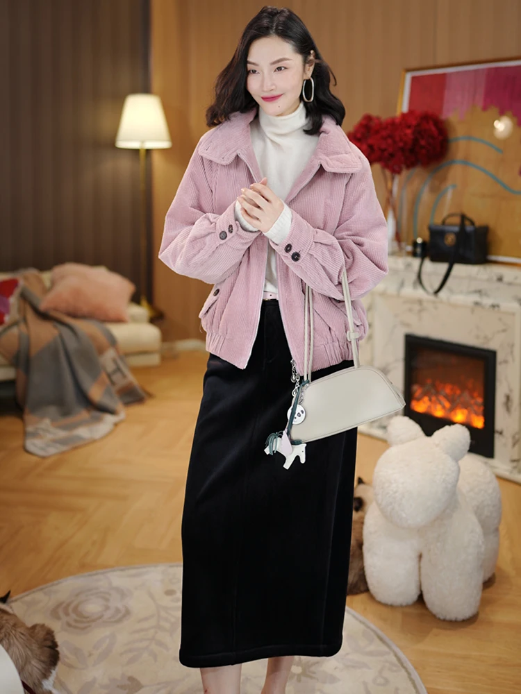 

Chaud And Comfortable Corduroy Jaet with Cotton Sandwich Casual Stand Collar Versatile Light And Fluffy Dongguan New Snowy ...