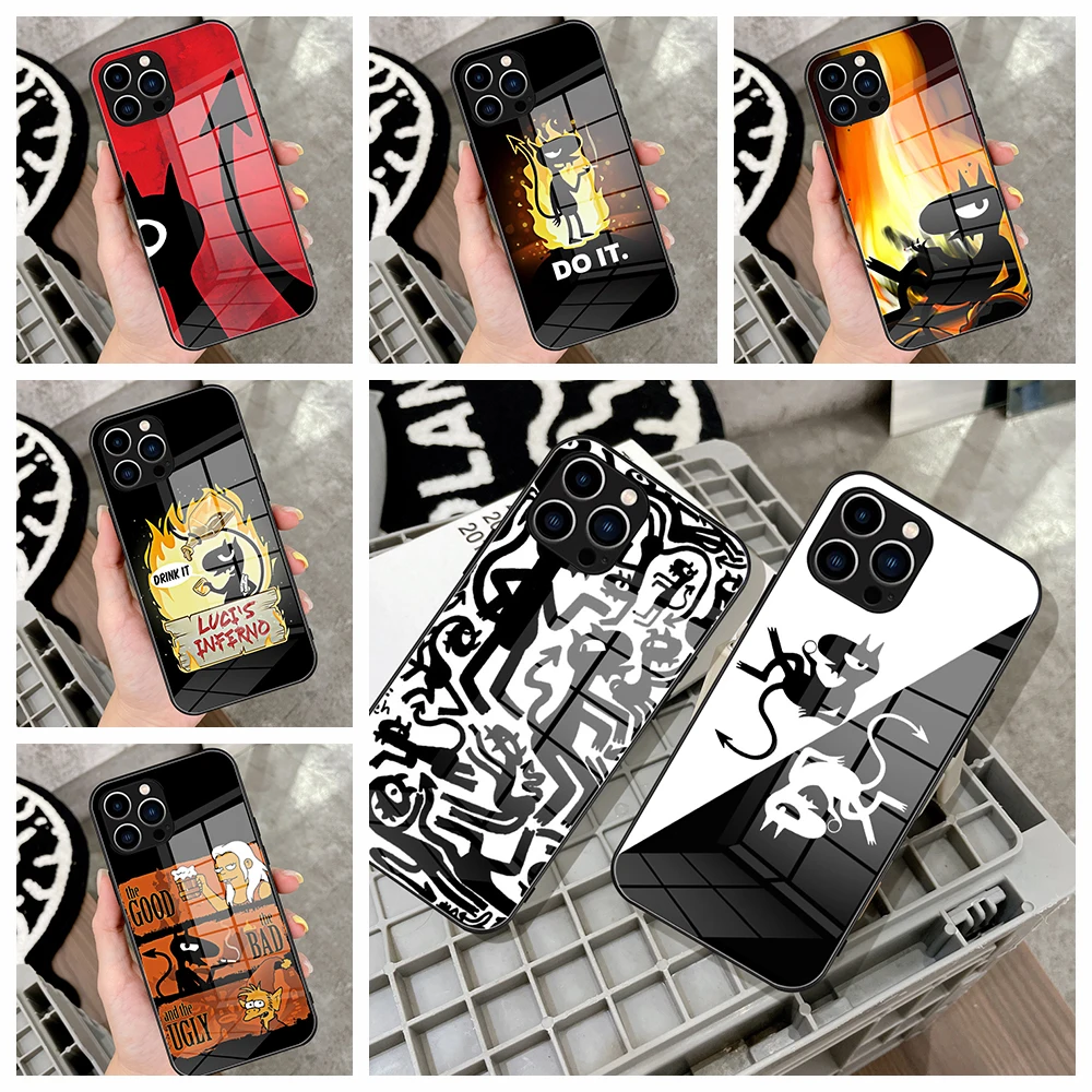 For Iphone 14 The DisenchantMents Black Luci Phone Case Glass for IPhone 13 14 12 11Pro XR XS MAX 14 Plus Design Glass Cover