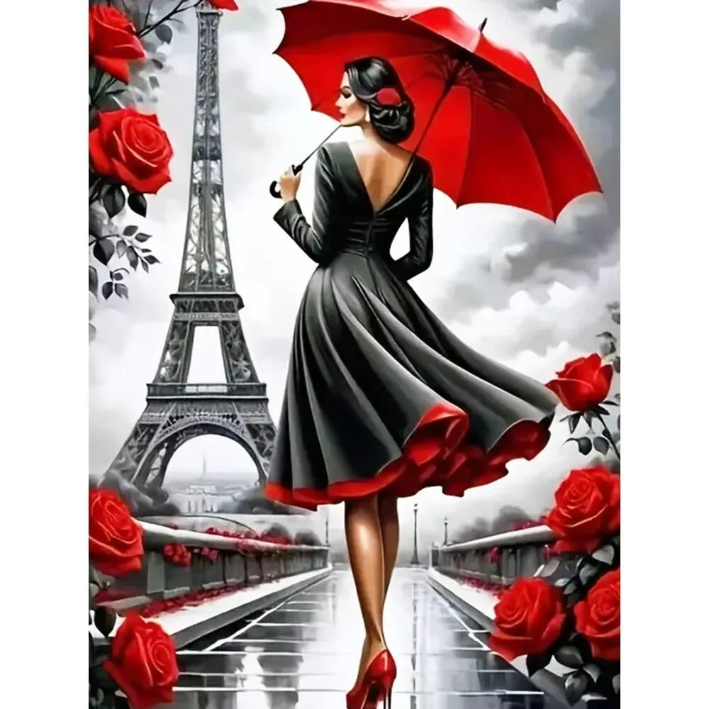 Jigsaw Puzzle 500/1000/1200/2000 PCS Woman Black Red Street  Puzzles Decompression Toys for Adults Family Games Home Decor