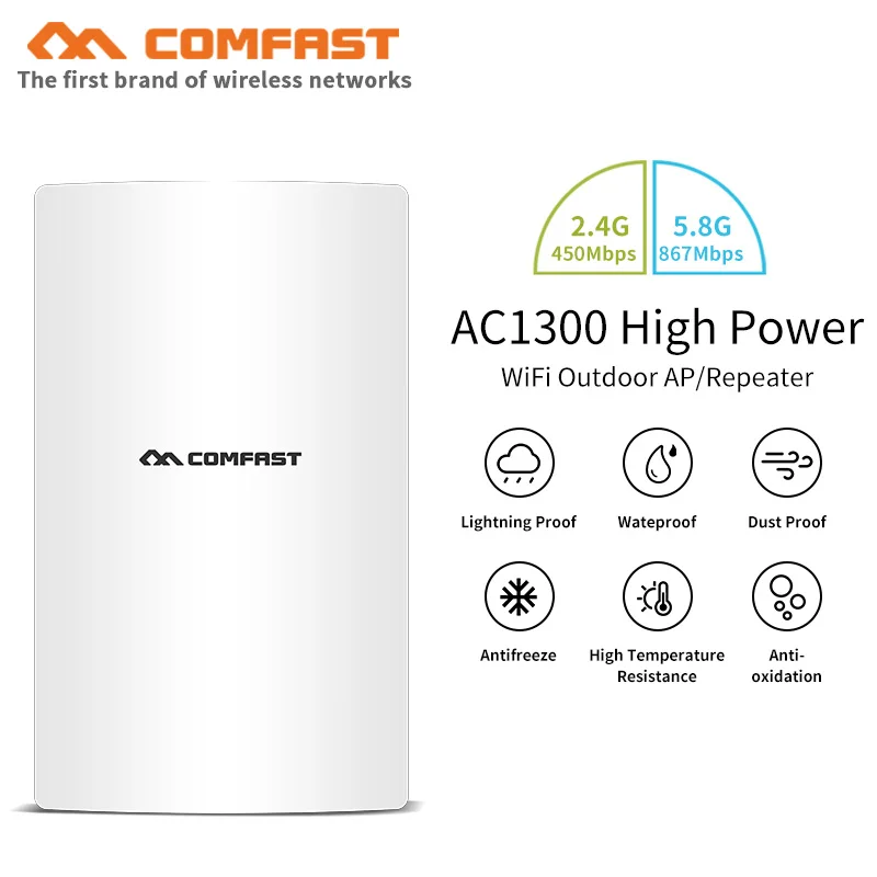 

1300Mbps Outdoor wireless AP 5ghz WiFi router outside WIFI coverage base station with WAN/LAN Gagibit RJ45 port POE access point