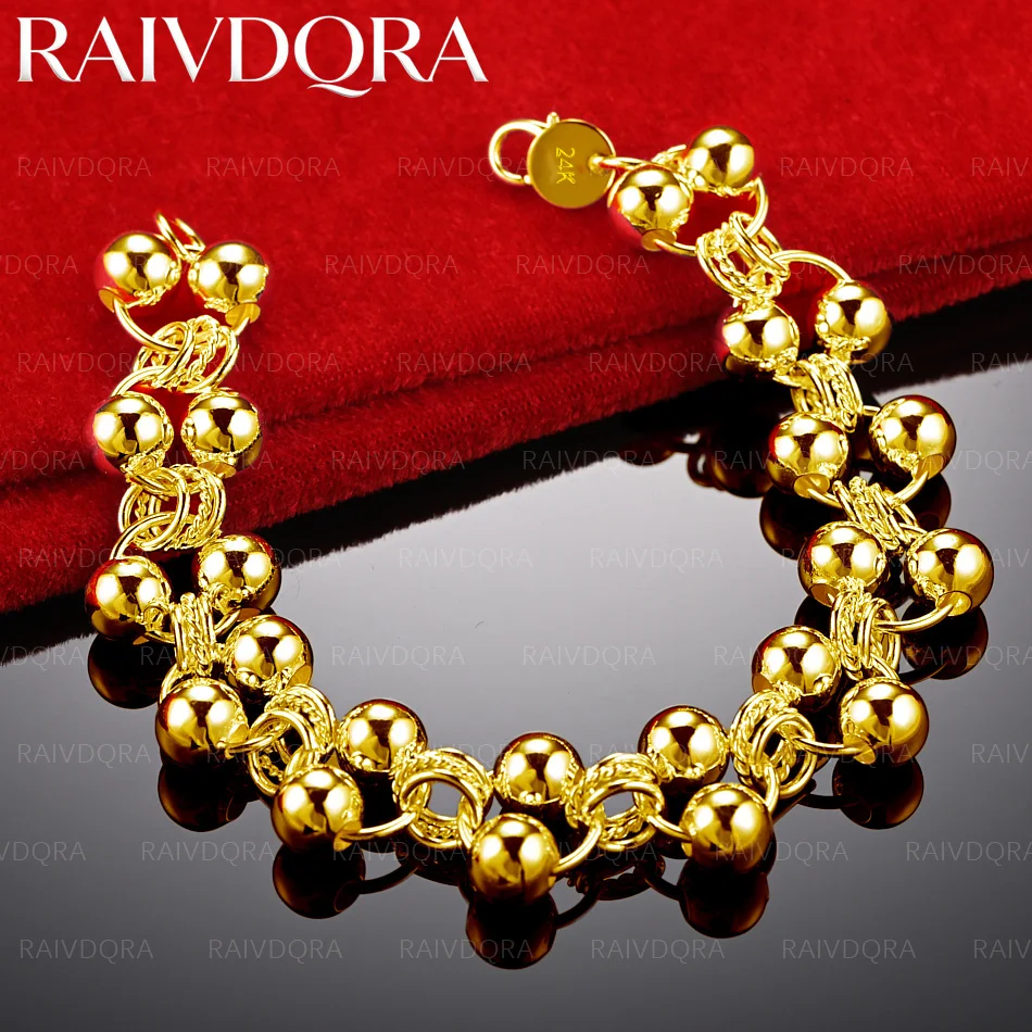 18K vergoldetes Armband mit runden Perlen und Kreiskette für Damen und Herren, Modeschmuck, klassische Eleganz, Party-Accessoires