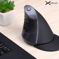 Delux M618GX Ergonomic Vertical Wireless Mouse 6 Buttons 1600DPI Optical Mice With 3 Colors Silicon Rubber Case For Wholesale