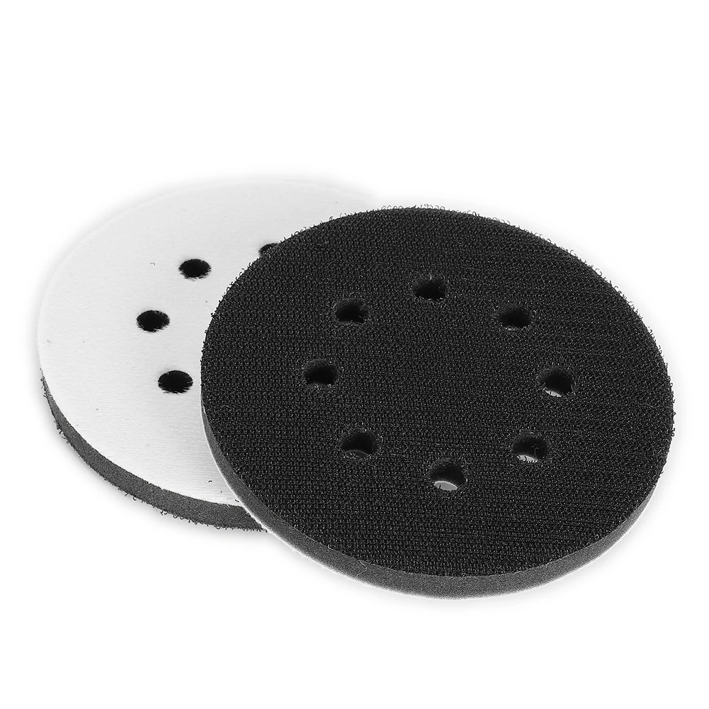 Soft Sponge Interface Pad 2PCS 125mm 5inch 8-Hole For Sanding Pads And Hook&Loop Sanding Discs For Uneven Polishing