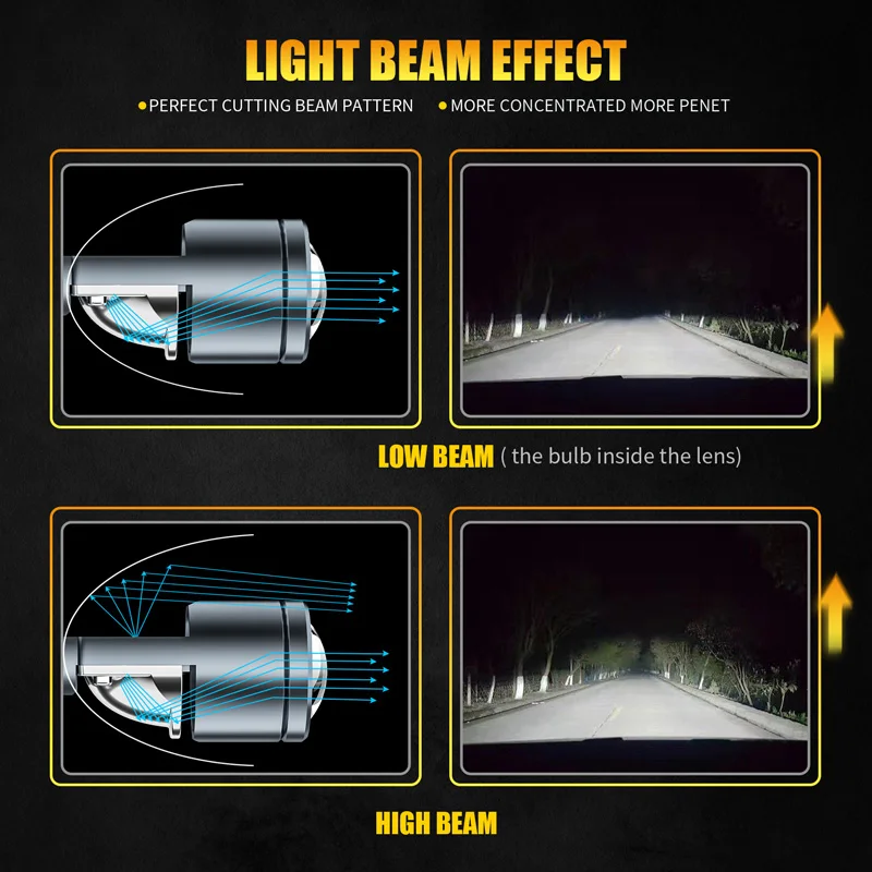 LED H4 reflektor Canbus lampa samochodowa Mini projektor obiektyw samochodowy 52000lm zestaw do konwersji Hi/Lo 110W 6000K LHD RHD 12V 24V