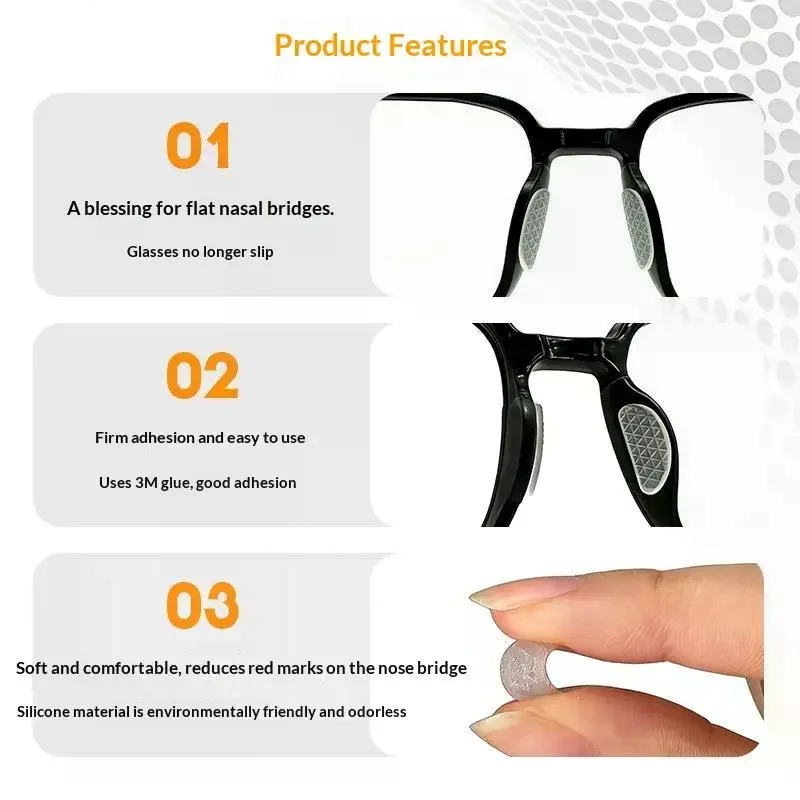 10Pcs Glasses Anti Slip Silicone Nose Pads Waterproof Long Lasting Patches for Sunglasses Sports Eyewear Golf Training Use
