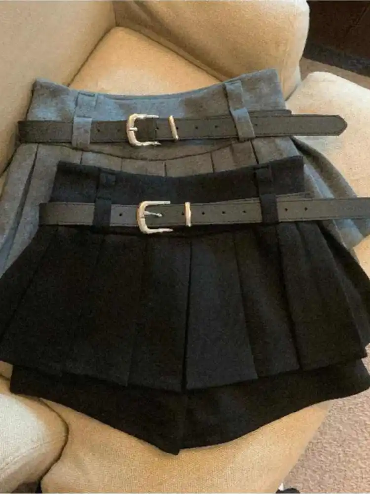 Hellgrauer A-Linien-Faltenrock für Damen, Vintage-Minirock mit niedriger Taille, Harajuku, Y2k, Adrette, Shorts, Röcke, 2000er-Jahre-Kleidung, 2025