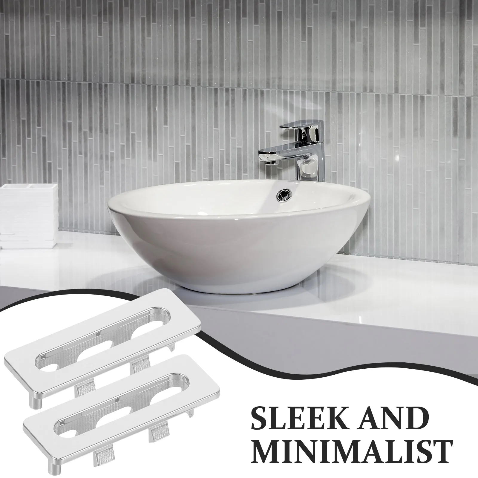 

2pcs Sink Overflow Covers Durable Plastic Basin Overflow Caps White Rectangle Trim For Bathroom Kitchen Basin Drain Hole Insert