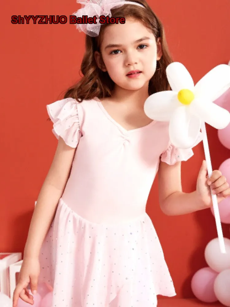 girls'-children's-dance-dress-summer-short-sleeves-chinese-dance-practice-costume-kids